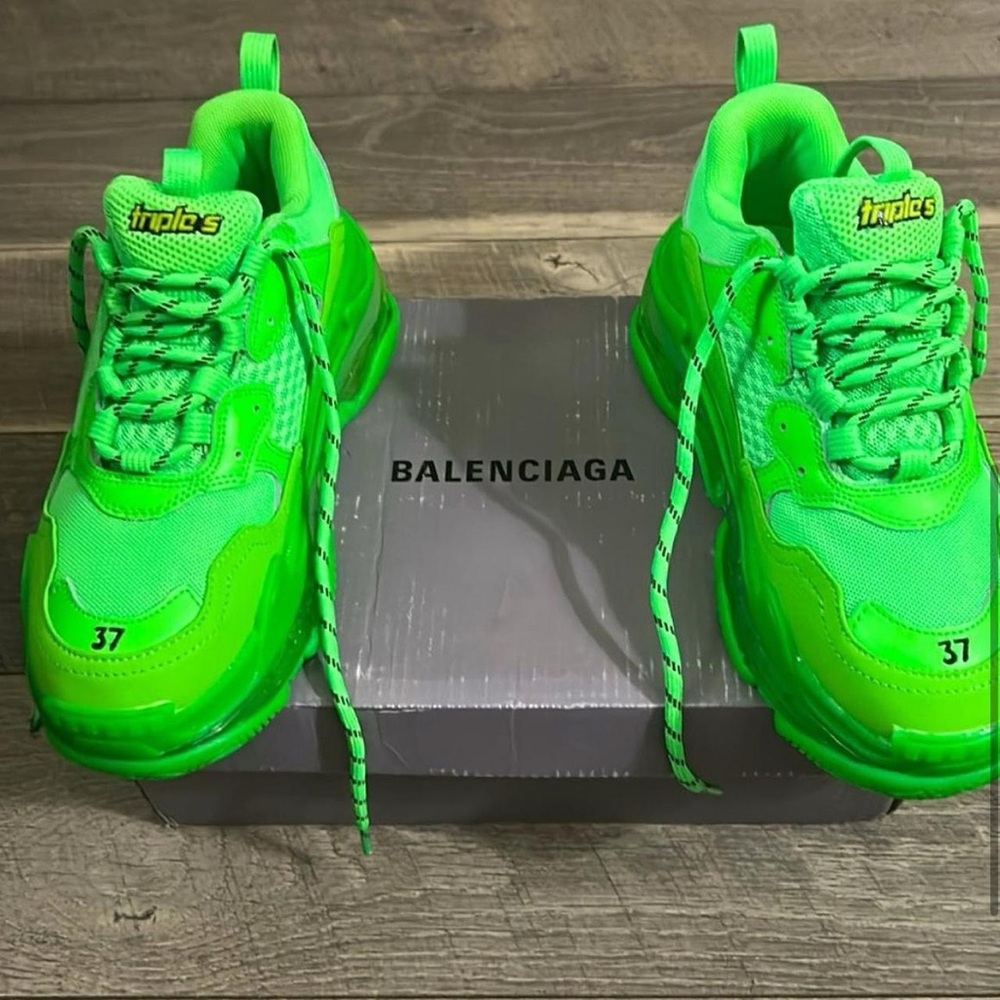 Balenciaga Neon Green Triple S Sneakers